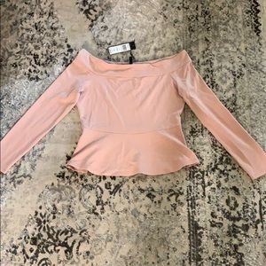BCBG Alea Off the Shoulder Blush Top Size M